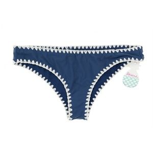 Raisins Womens Swimwear Blue Summer Solstice Embroidered Bikini‎ Bottoms Size M
